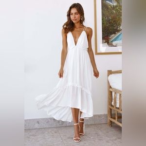 Falling Blossoms Midi Dress White